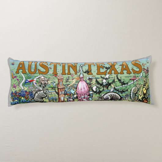 オースティンテキサス州おもしろいの地図 ボディピロー (裏面)