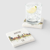 オースティンテキサス州のスカイラインのSGサファリのもみ革 ストーンコースター (横)