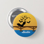オースティンテキサス州の世界的に有名なこうもり橋ボタン 缶バッジ (正面&裏面)