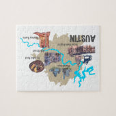 オースティンテキサス州の地図 ジグソーパズル (横)