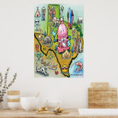 オースティンテキサス州の地図 ポスター (キッチン)