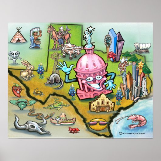 オースティンテキサス州の地図 ポスター (正面)