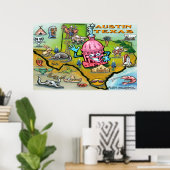 オースティンテキサス州の地図 ポスター (ホームオフィス)