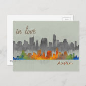 オースティンテキサス州の水の色のスカイラインのラブシティ ポストカード (正面/裏面)