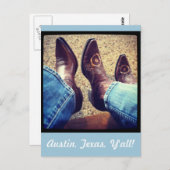 オースティンテキサス州カウボーイ女性のカーボーイブーツ ポストカード (正面/裏面)