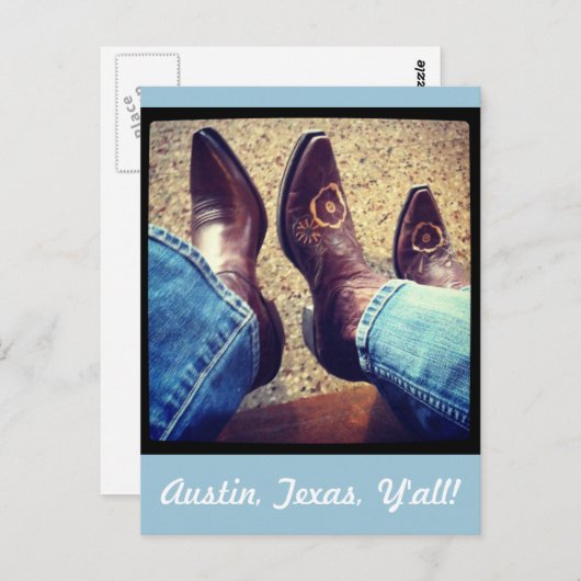 オースティンテキサス州カウボーイ女性のカーボーイブーツ ポストカード (正面/裏面)