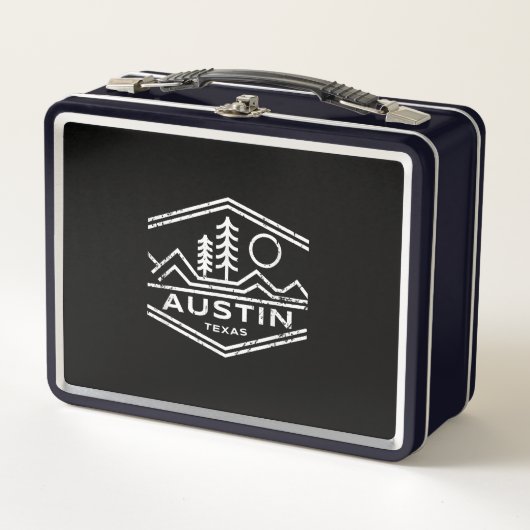 オースティンテキサス州ギフトオースティンTXアウトドアハイキング メタルランチボックス (正面)