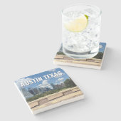 オースティンテキサス州シティスカイライン写真 ストーンコースター (横)