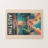 オースティンテキサス州スカイライントラベルアートヴィンテージ ジグソーパズル (横)