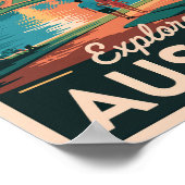 オースティンテキサス州スカイライントラベルアートヴィンテージ ポスター (角)