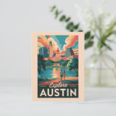 オースティンテキサス州スカイライントラベルアートヴィンテージ ポストカード (スタンド正面)