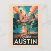 オースティンテキサス州スカイライントラベルアートヴィンテージ ポストカード (正面)