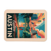 オースティンテキサス州スカイライントラベルアートヴィンテージ マグネット (横)