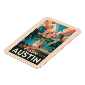 オースティンテキサス州スカイライントラベルアートヴィンテージ マグネット (左側)