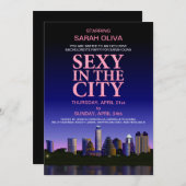 オースティンテキサス州スカイラインバチェロレッテ映画パーティー 招待状 (正面/裏面)