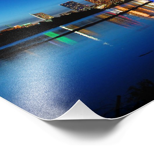 オースティンテキサス州ダウンタウンナイトスカイラインラディバードレイク フォトプリント (角)