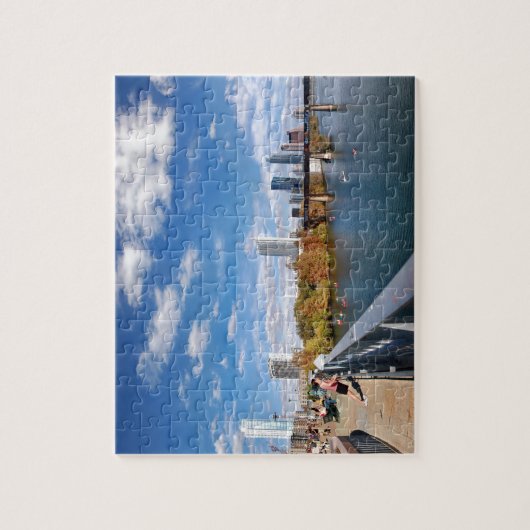 オースティンテキサス州ダウンタウンレディバードレイクトレイルブリッジ ジグソーパズル (縦)