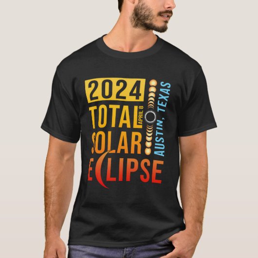 オースティンテキサス州テキサス太陽のトータルEclipse 2024 Tシャツ (正面)
