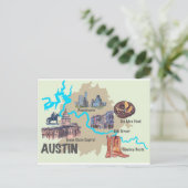 オースティンテキサス州ハイライトマップ ポストカード (スタンド正面)