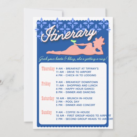 オースティンテキサス州バチェロレッテ週末の日程 (裏面)