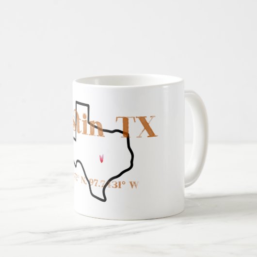 オースティンテキサス州バーントオレンジマグ コーヒーマグカップ (正面右)