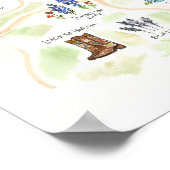 オースティンテキサス州ヒルカントリー水彩地図 ポスター (角)