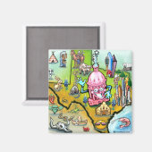 オースティンテキサス州マンガの地図 マグネット (正面/裏面)