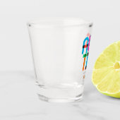 オースティンテキサス州レインボーポップ・アートのアート ショットグラス (左)