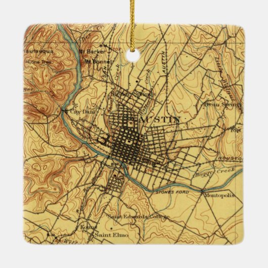 オースティンテキサス州ヴィンテージの地図1910 セラミックオーナメント (裏面)