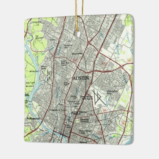 オースティンテキサス州ヴィンテージトポ セラミックオーナメント (左)