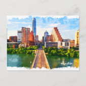 オースティンテキサス州ヴィンテージトラベルシティウォータカラー ポストカード (正面)