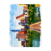 オースティンテキサス州ヴィンテージトラベルシティウォータカラー マグネット (縦)