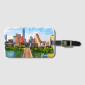 オースティンテキサス州ヴィンテージトラベルシティウォータカラー ラゲッジタグ (正面横)