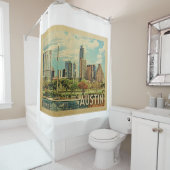 オースティンテキサス州ヴィンテージトラベル シャワーカーテン (インサイチュ)