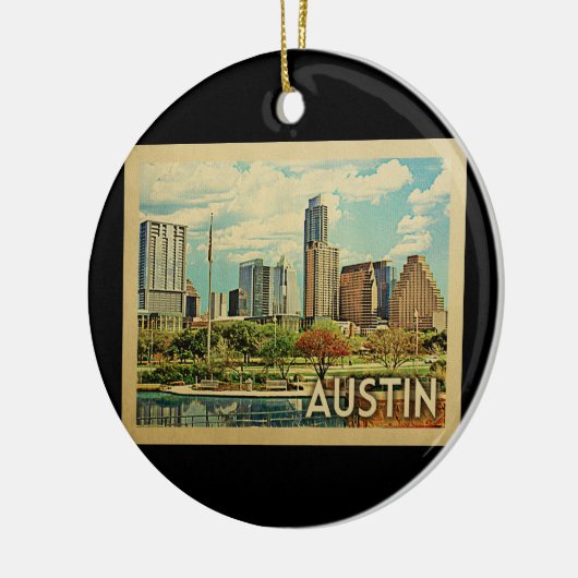 オースティンテキサス州ヴィンテージトラベル セラミックオーナメント (左)