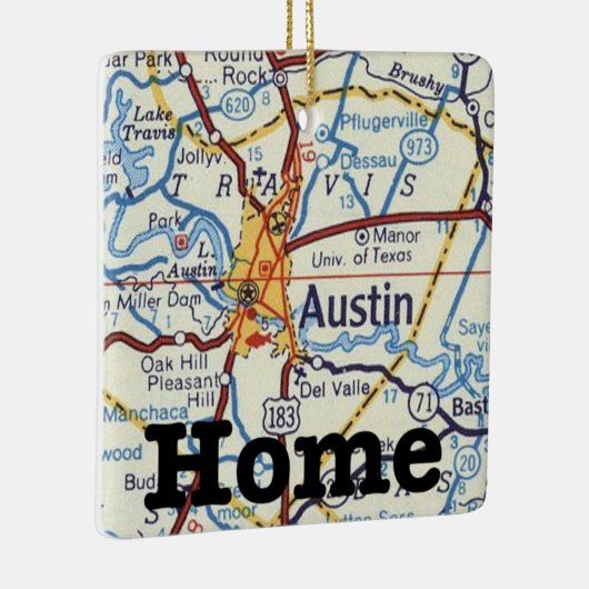 オースティンテキサス州ヴィンテージマップクリスマスオーナメント セラミックオーナメント (右)