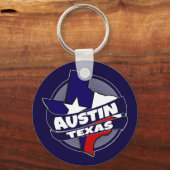 オースティンテキサス州国旗のバーストキーチェーン キーホルダー (正面)
