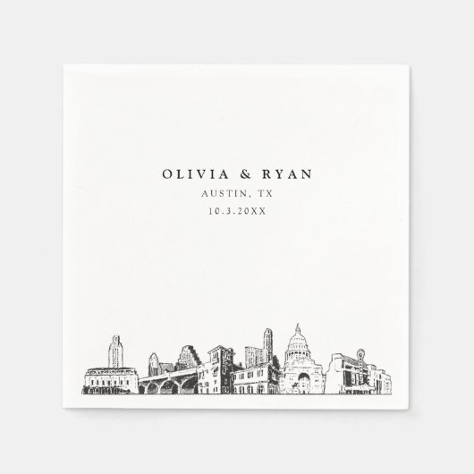オースティンテキサス州結婚ズカクテルナプキン スタンダードカクテルナプキン (正面)