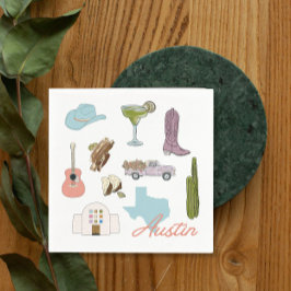 オースティンテキサス州結婚バチェロレッテ スタンダードカクテルナプキン