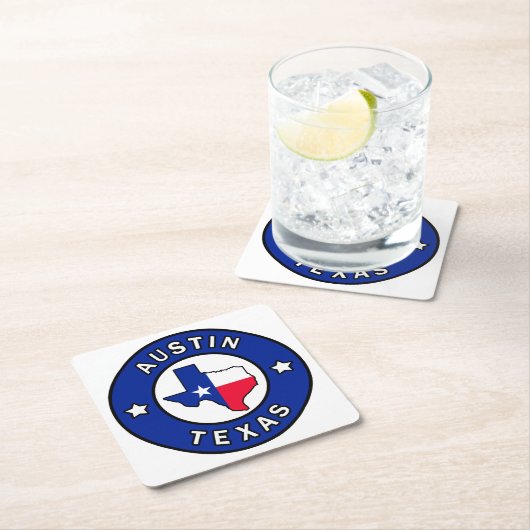 オースティンテキサス州 スクエアペーパーコースター (インサイチュ)