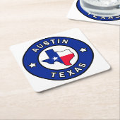 オースティンテキサス州 スクエアペーパーコースター (アングル)