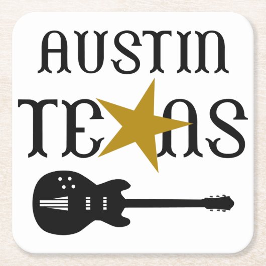 オースティンテキサス州 スクエアペーパーコースター (正面)