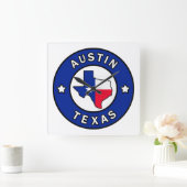 オースティンテキサス州 スクエア壁時計 (ホーム)