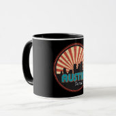 オースティンテキサス州Txシティ州スカイラインヴィンテージレトロ マグカップ (正面左)