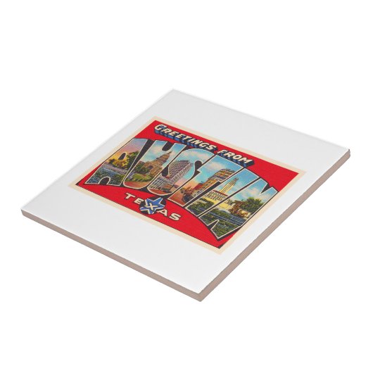 オースティンテキサス州TXヴィンテージ大文字はがき タイル (側面)
