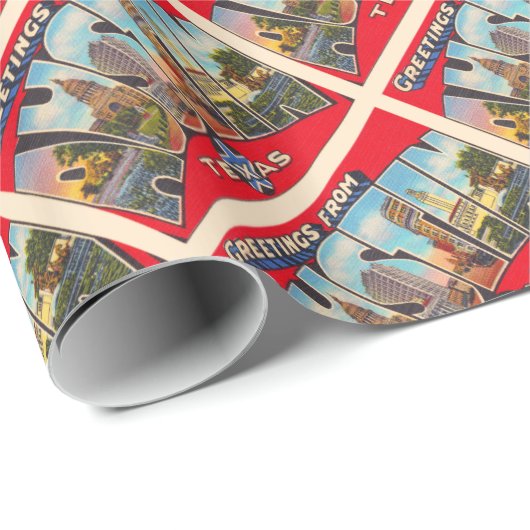 オースティンテキサス州TXヴィンテージ大文字葉書 ラッピングペーパー (ロールコーナー)