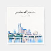 オースティンパーソナライズされたテキサス州スカイラ結婚イン スタンダードカクテルナプキン (正面)