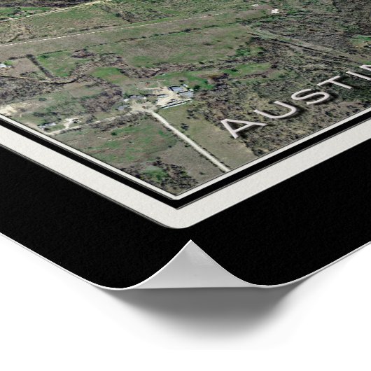 オースティンベルグストロムインターナショナルエアポートテキサス州衛星地図 ポスター (角)