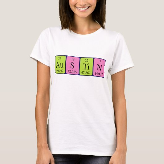 オースティン期別テーブル名のシャツ Tシャツ (正面)