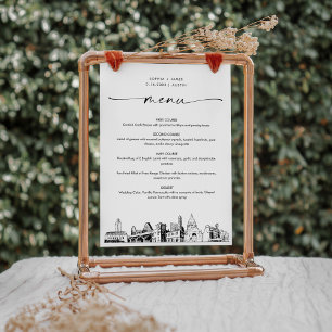 オースティン結婚スカイラインのディナーメニューカード5x7